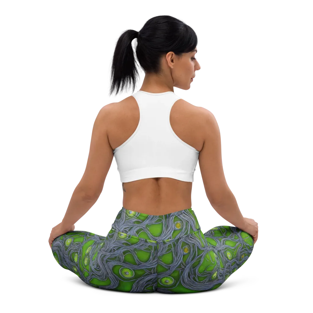 Neon Mycelium on Yoga Leggings — Back waist