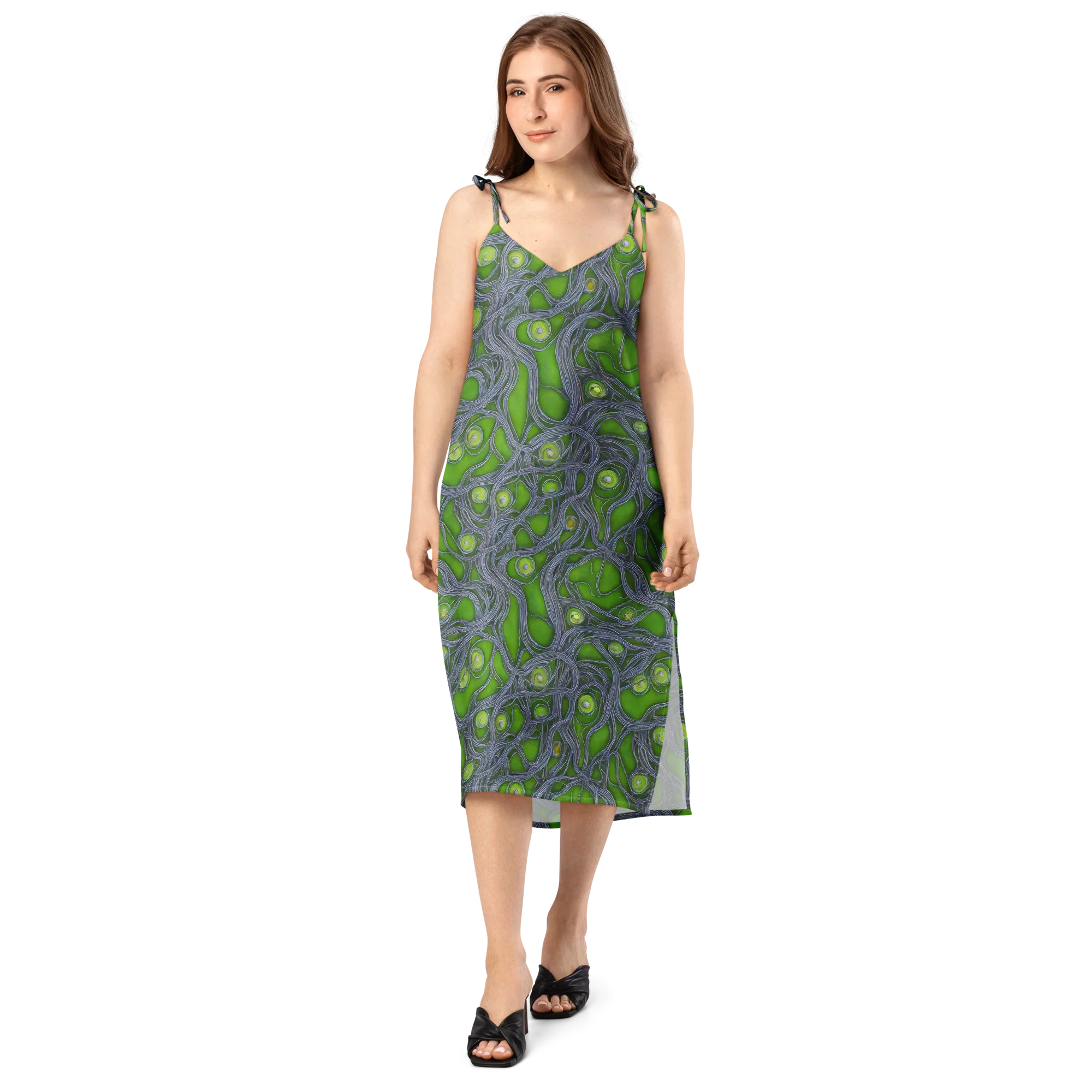 Neon Mycelium on Slip Dress — Front