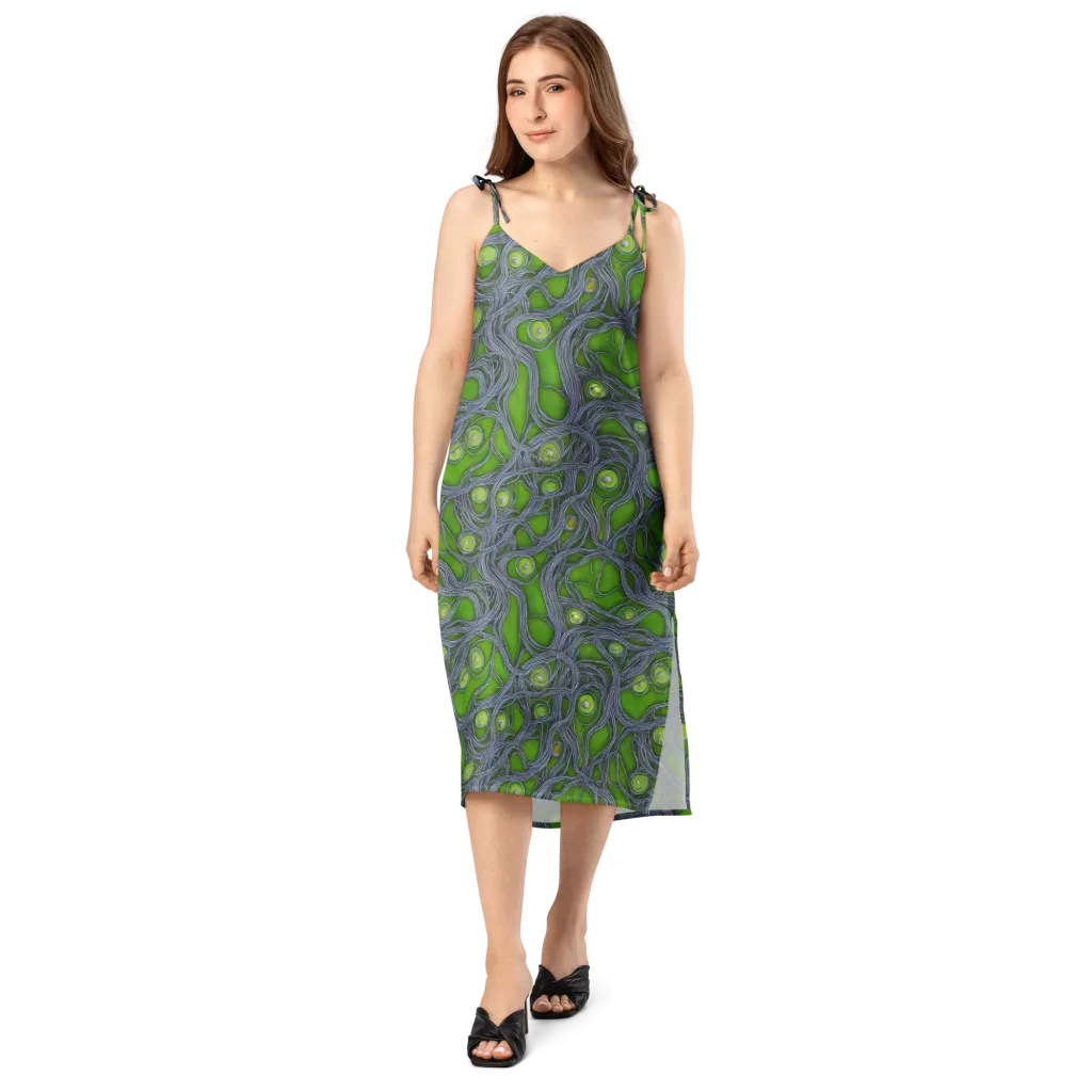 Neon Mycelium on Slip Dress — Front