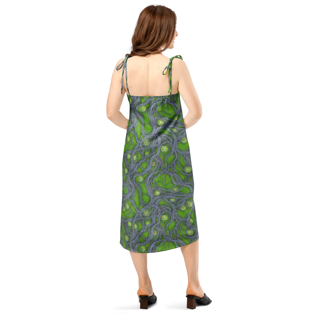 Neon Mycelium on Slip Dress — Back