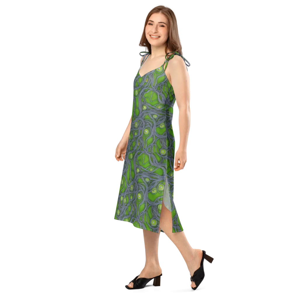 Neon Mycelium on Slip Dress — Left Front