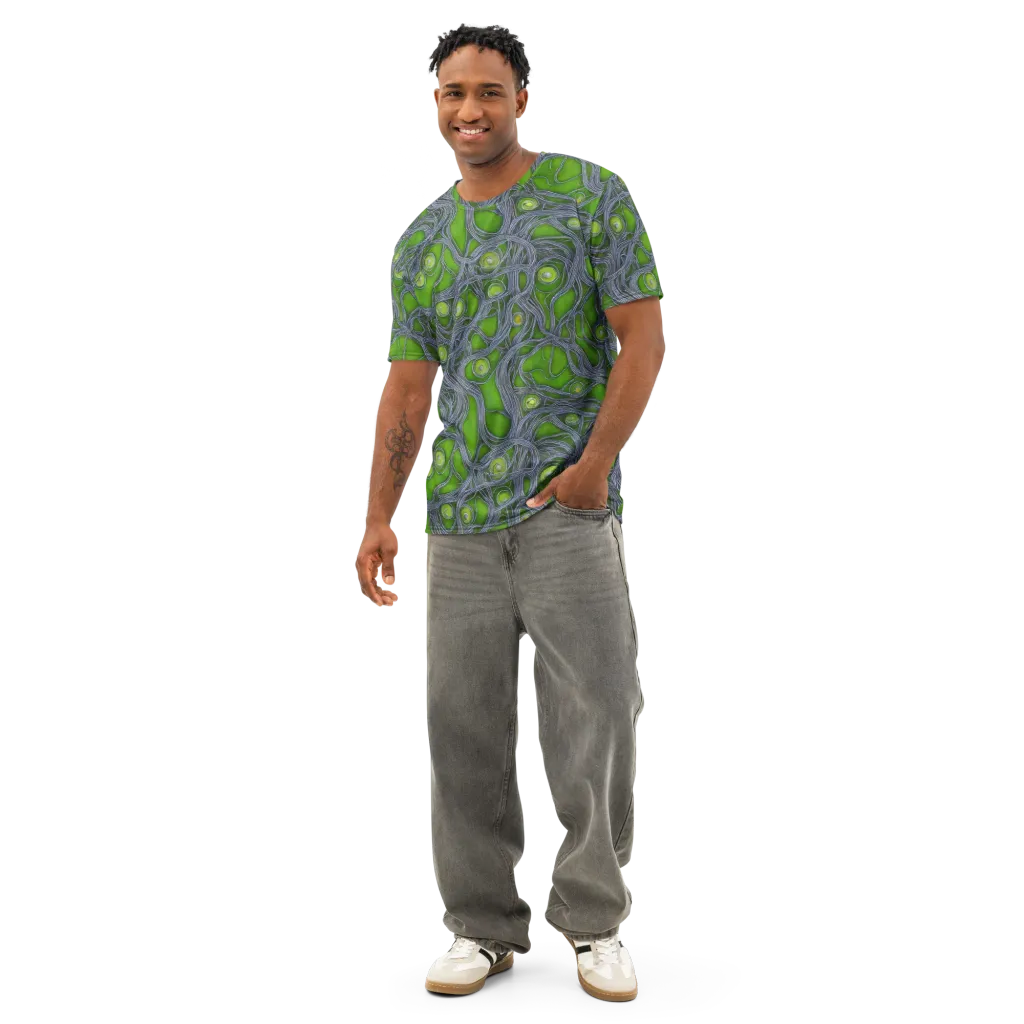 Neon Mycelium on Men's Cotton Crew Neck T-Shirt — Front