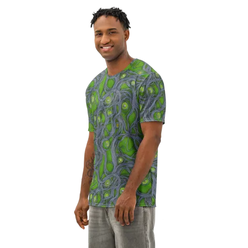 Neon Mycelium on a Men's Cotton Crew Neck T-Shirt