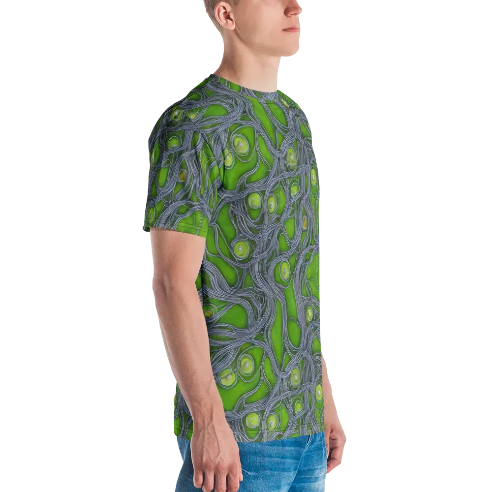 Neon Mycelium on Men's Crew Neck T-Shirt — Right