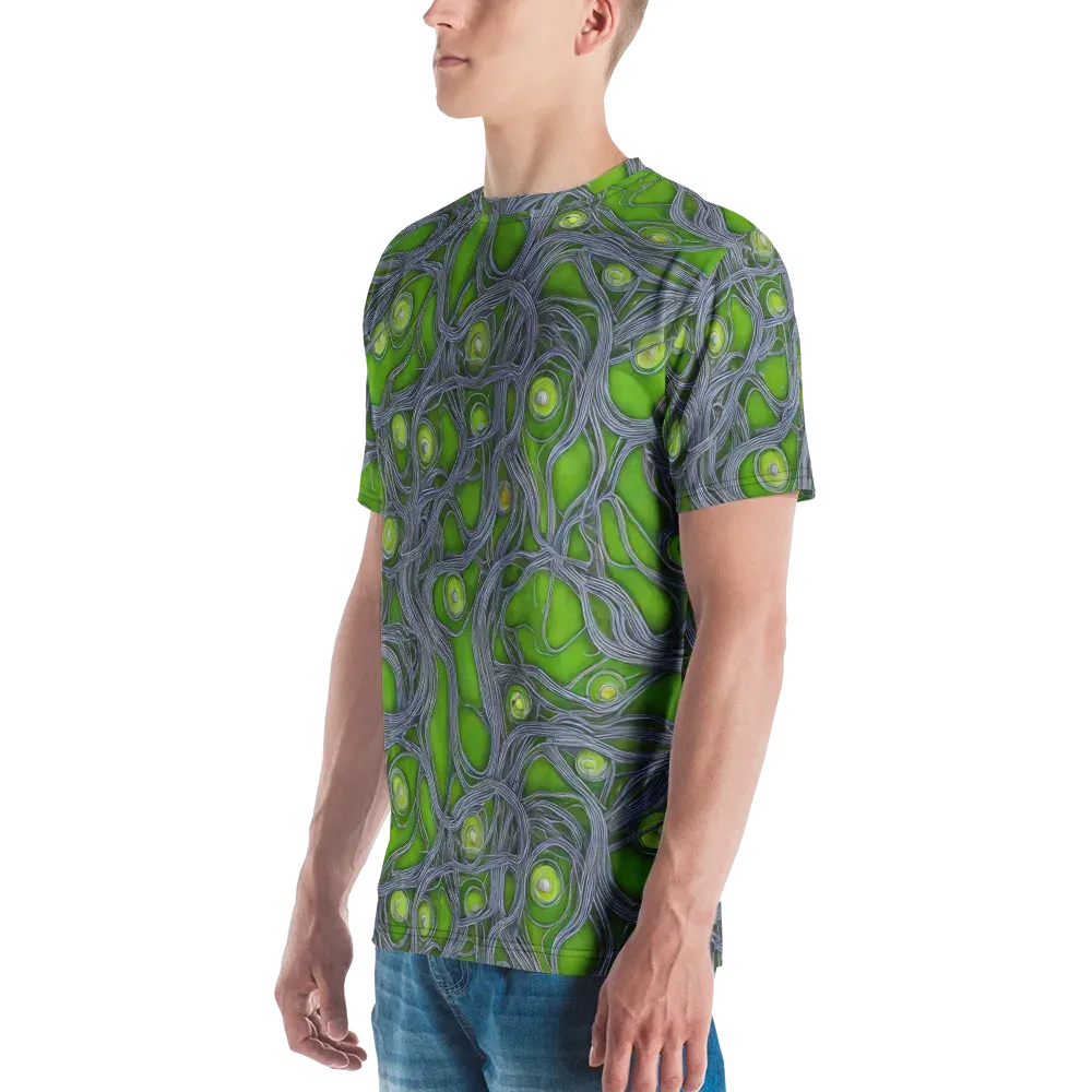 Neon Mycelium on Men's Crew Neck T-Shirt — Left