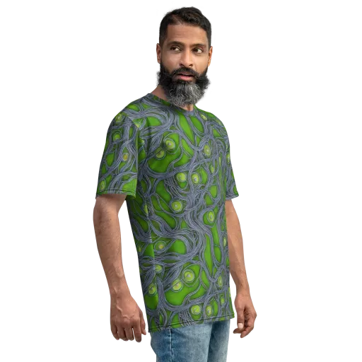 Neon Mycelium on a Men's Crew Neck T-Shirt