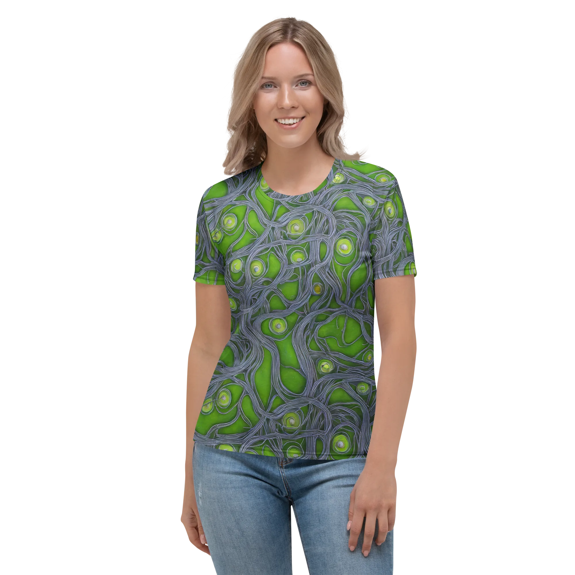 Neon Mycelium on Women's Crew Neck T-Shirt — Front