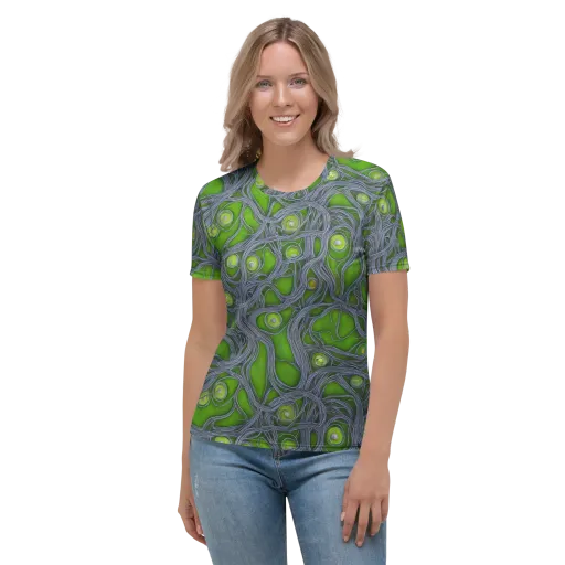 Neon Mycelium on a Women's Crew Neck T-Shirt