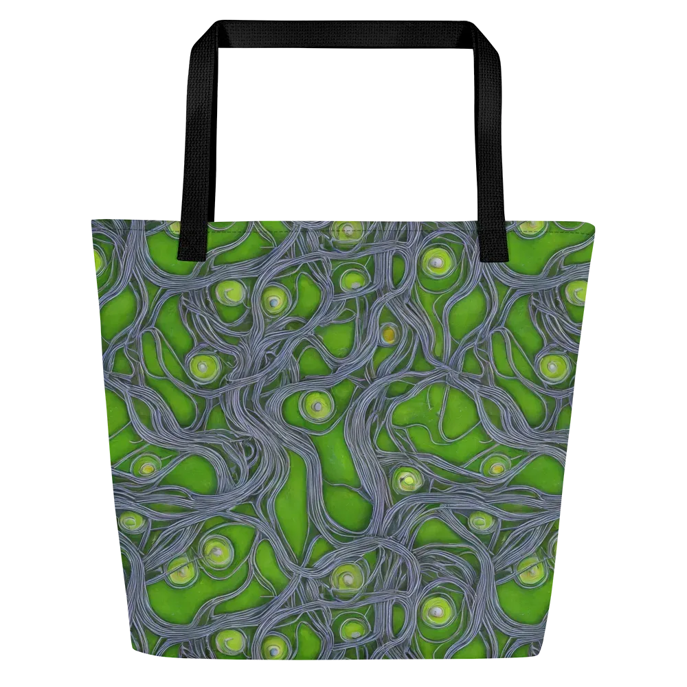 Neon Mycelium on Large Tote Bag W/ Pocket — Front
