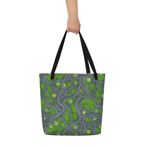 Neon Mycelium on a Large Tote Bag W/ Pocket