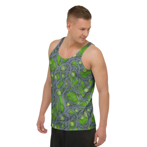 Neon Mycelium on a Men's Tank Top