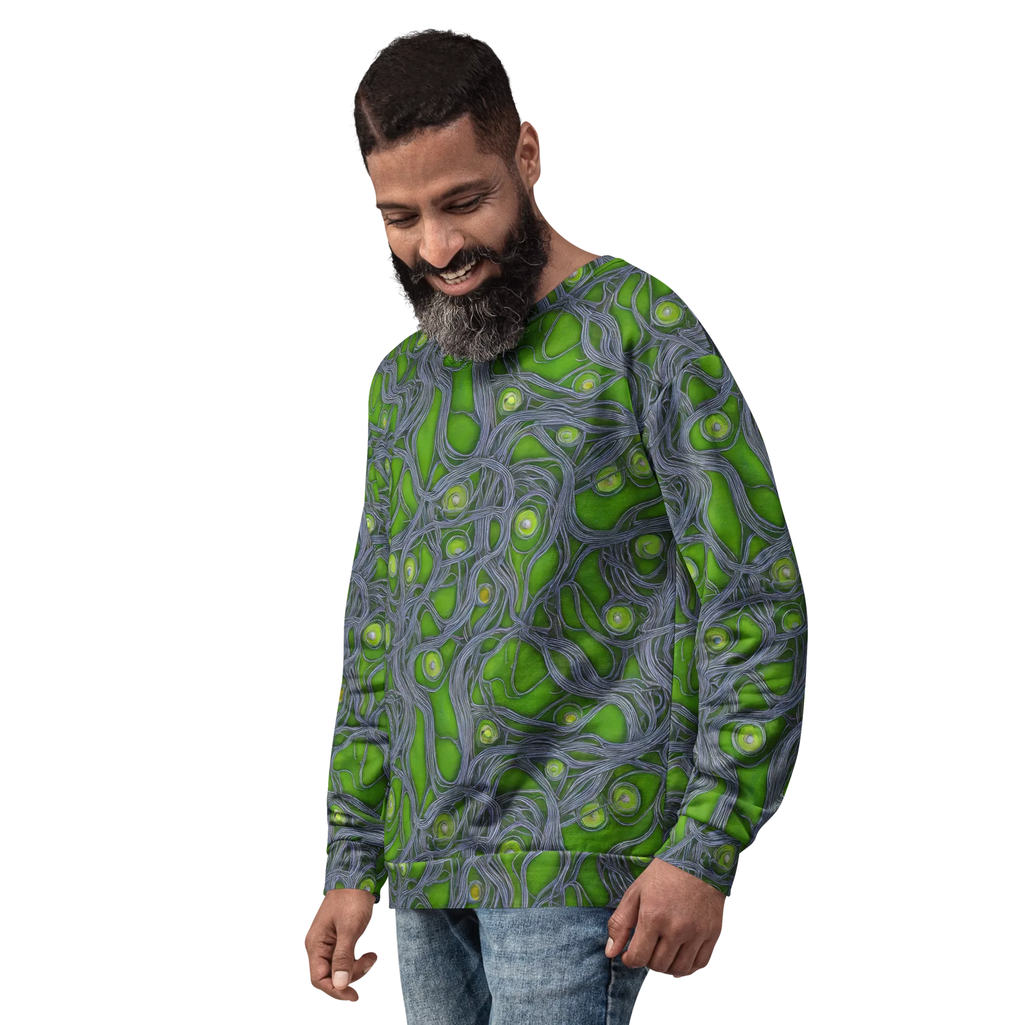 Neon Mycelium on Sweatshirt — Left sleeve