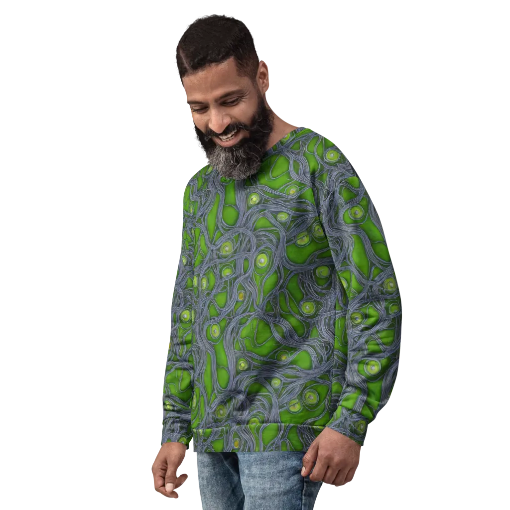 Neon Mycelium on Sweatshirt — Left sleeve