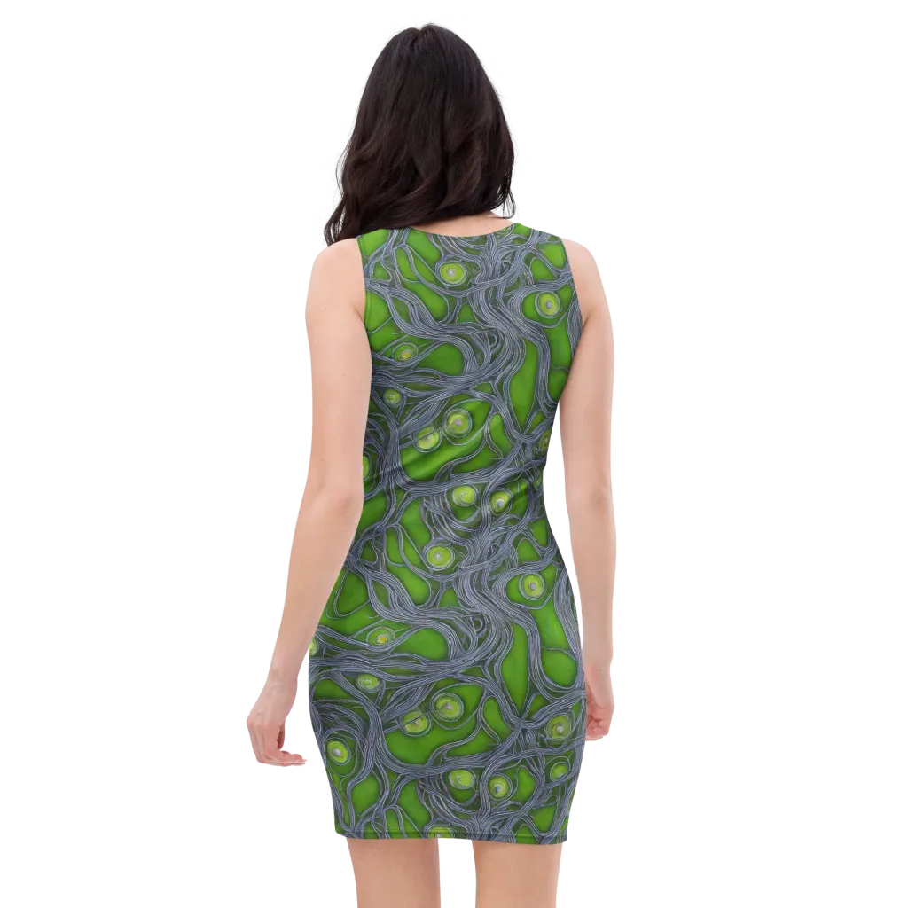 Neon Mycelium on Bodycon Dress — Back