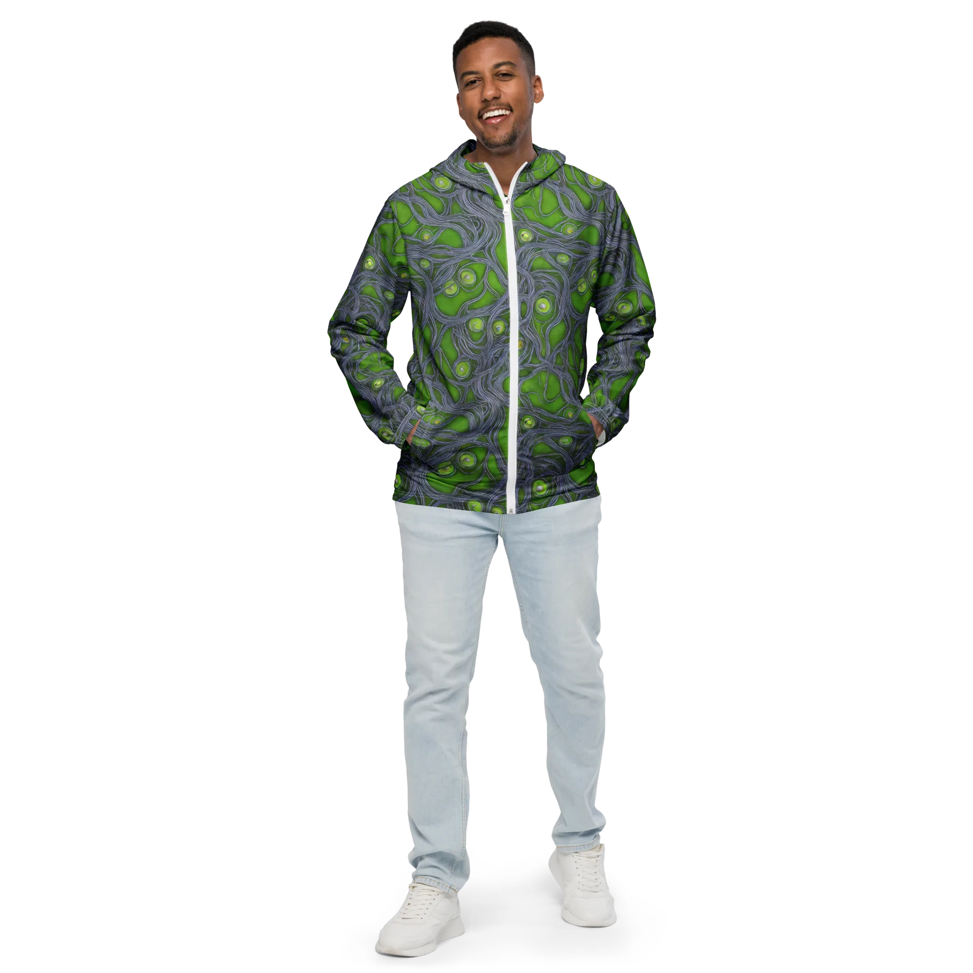 Neon Mycelium on Men's Windbreaker — Front