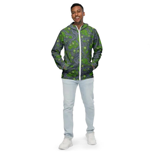 Neon Mycelium on a Men's Windbreaker