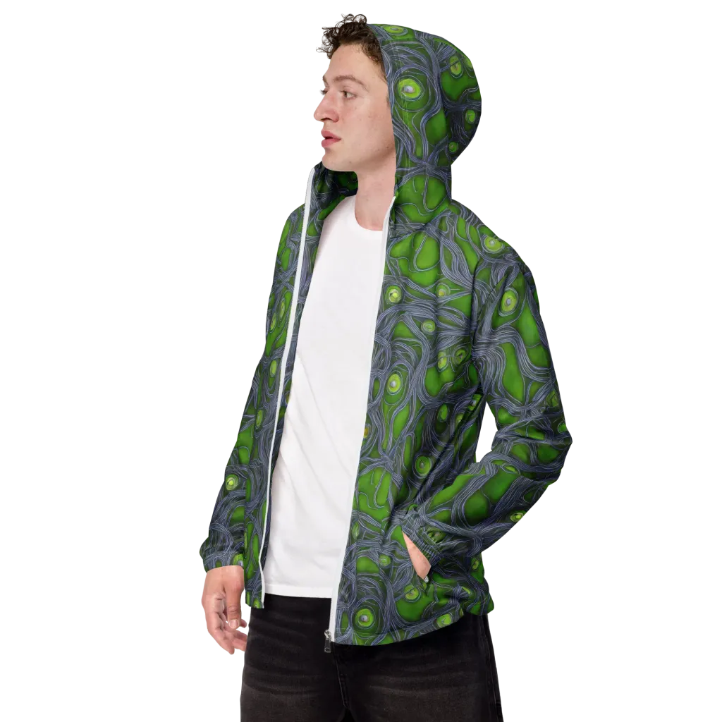 Neon Mycelium on Men's Windbreaker — Left Front