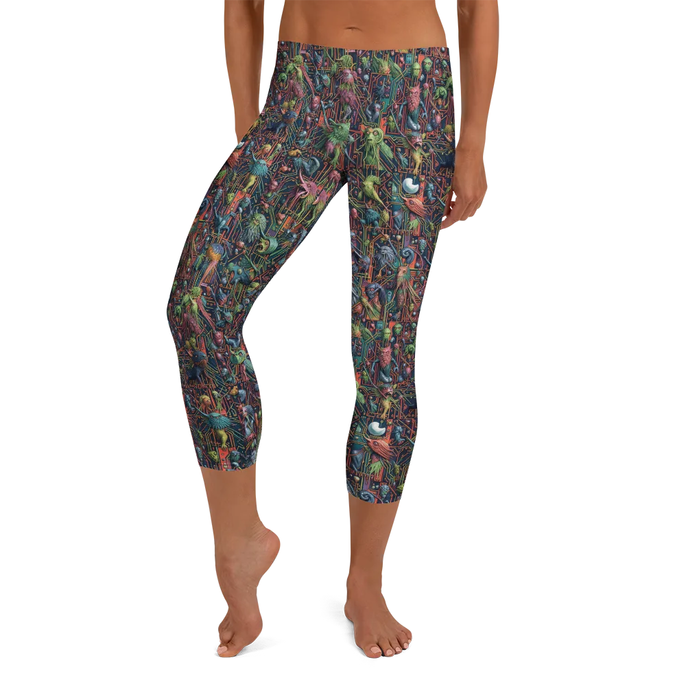 Circuit Beastiary on Capri Leggings — Front