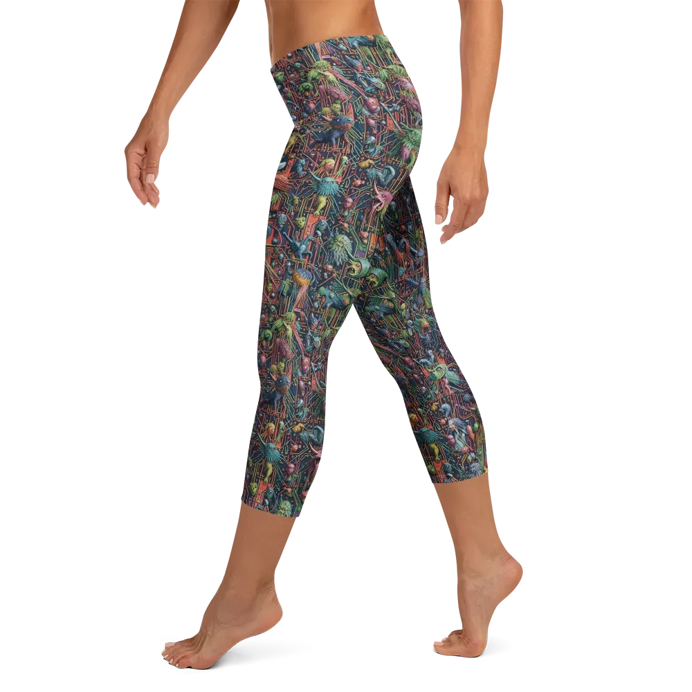 Circuit Beastiary on Capri Leggings — Left
