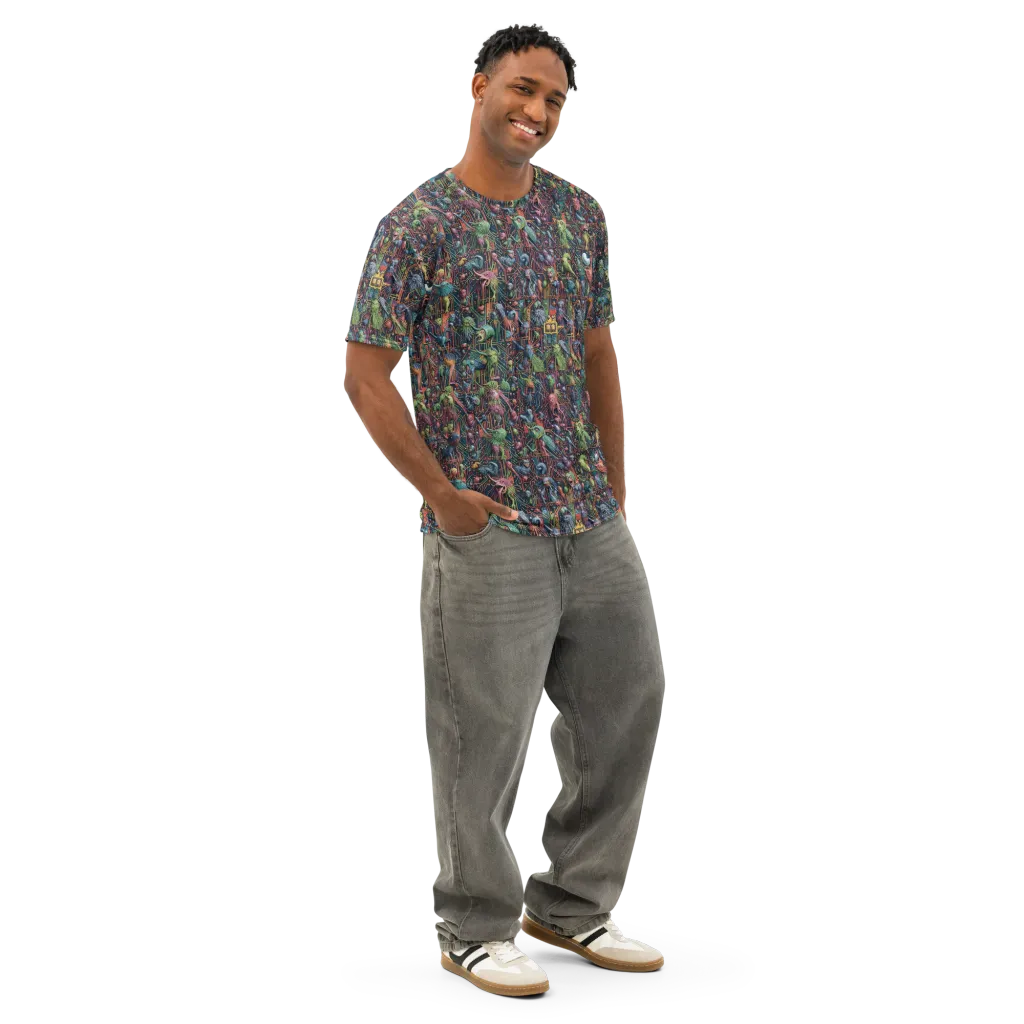 Circuit Beastiary on Men's Cotton Crew Neck T-Shirt — Right Front