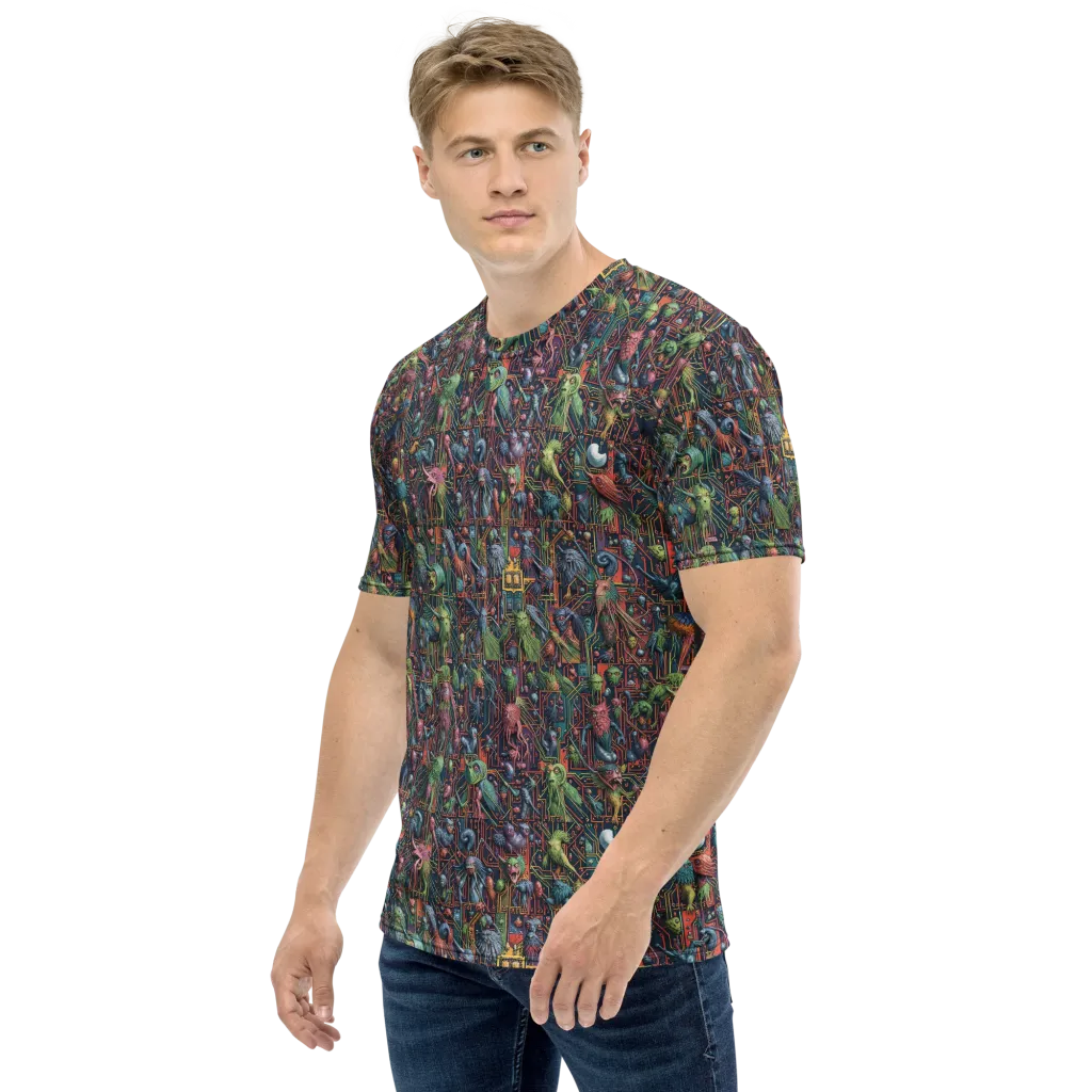 Circuit Beastiary on Men's Crew Neck T-Shirt — Left sleeve