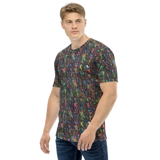 Circuit Beastiary on a Men's Crew Neck T-Shirt
