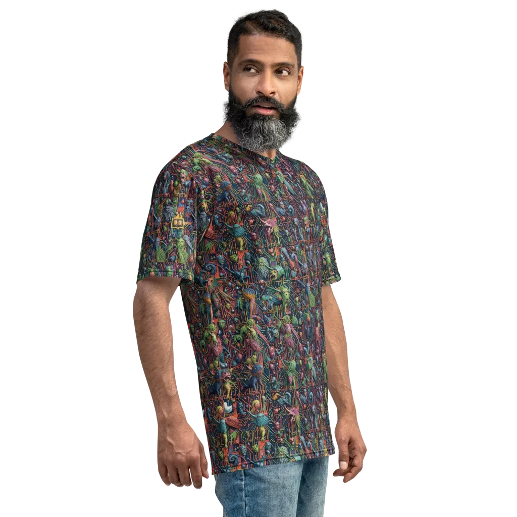 Circuit Beastiary on Men's Crew Neck T-Shirt — Right sleeve
