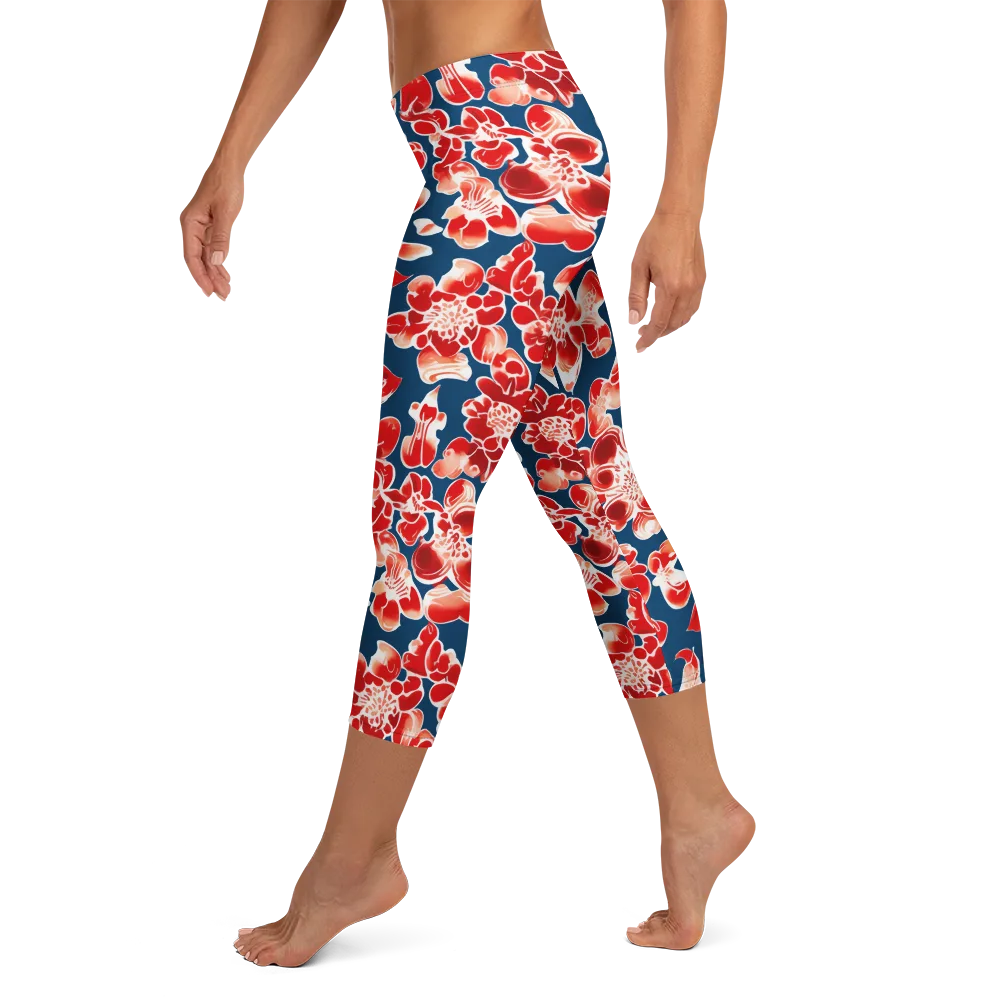 Crimson Midnight on Capri Leggings — Left