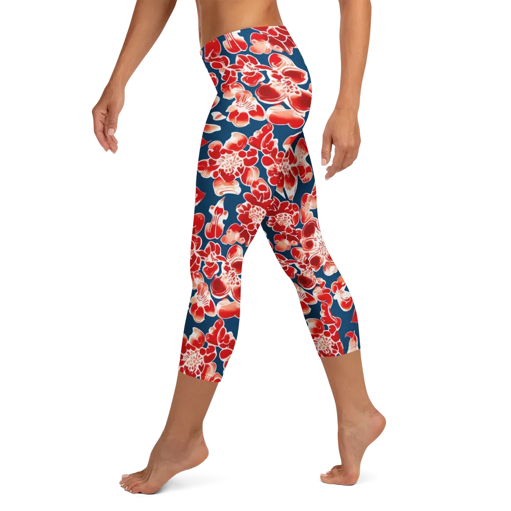Crimson Midnight on Capri Leggings — Left