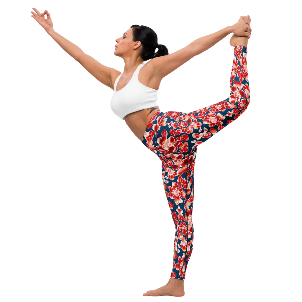 Crimson Midnight on Yoga Leggings — Front waist