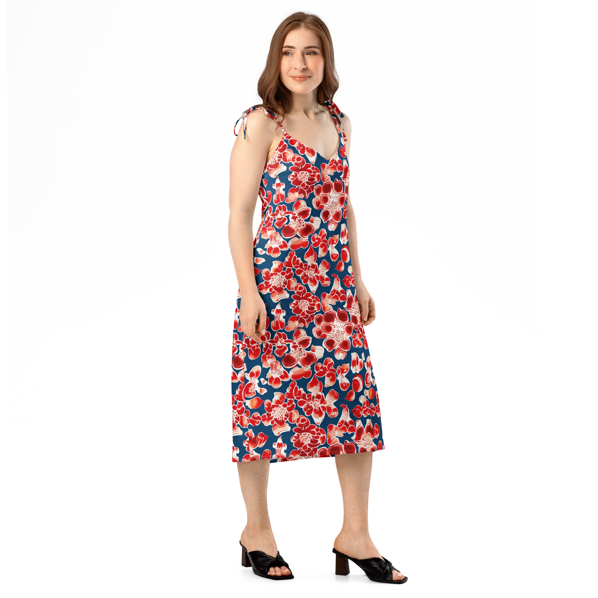 Crimson Midnight on Slip Dress — Right Front