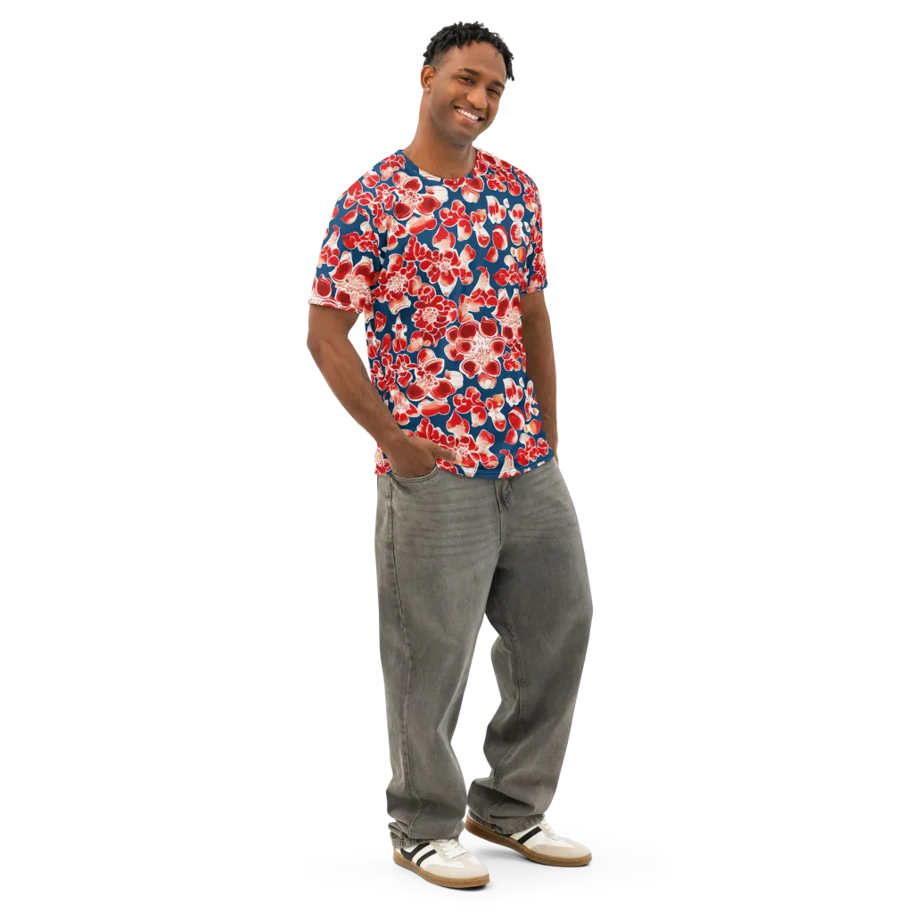 Crimson Midnight on Men's Cotton Crew Neck T-Shirt — Right Front