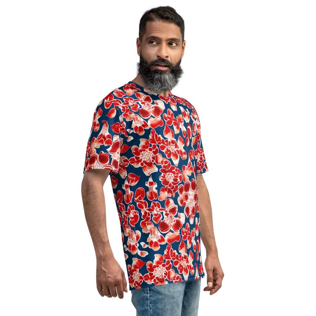 Crimson Midnight on Men's Crew Neck T-Shirt — Right sleeve