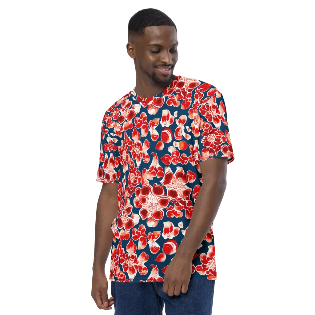 Crimson Midnight on Men's Crew Neck T-Shirt — Left sleeve