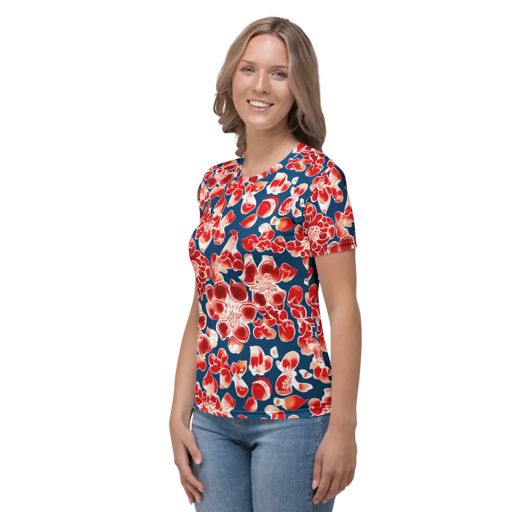 Crimson Midnight on Women's Crew Neck T-Shirt — Left sleeve