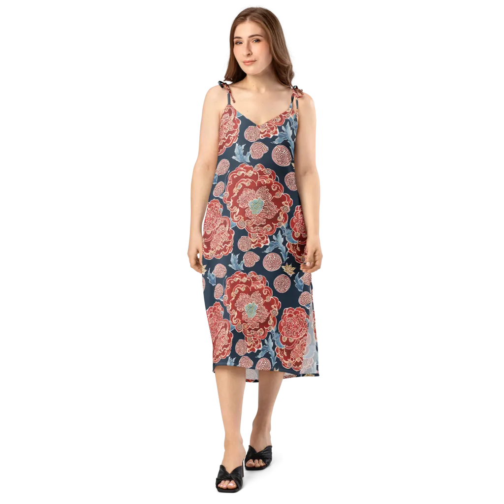 Crimson Labyrinth on Slip Dress — Front