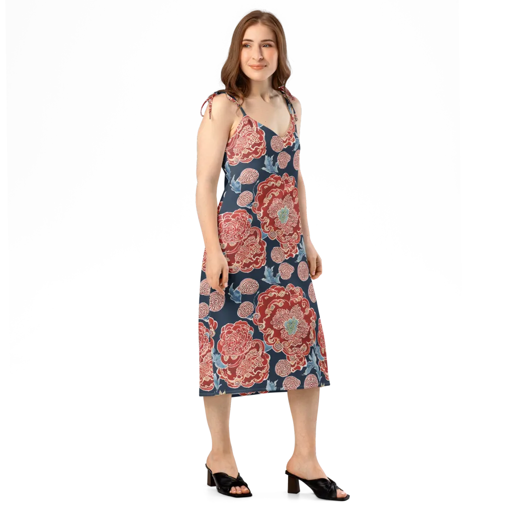 Crimson Labyrinth on Slip Dress — Right Front