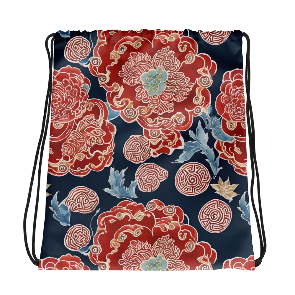 Crimson Labyrinth on Drawstring Bag — Mockup