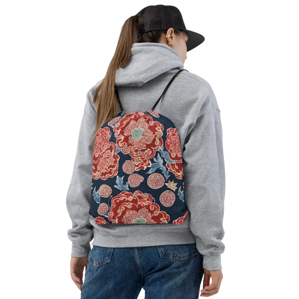 Crimson Labyrinth on Drawstring Bag — Front