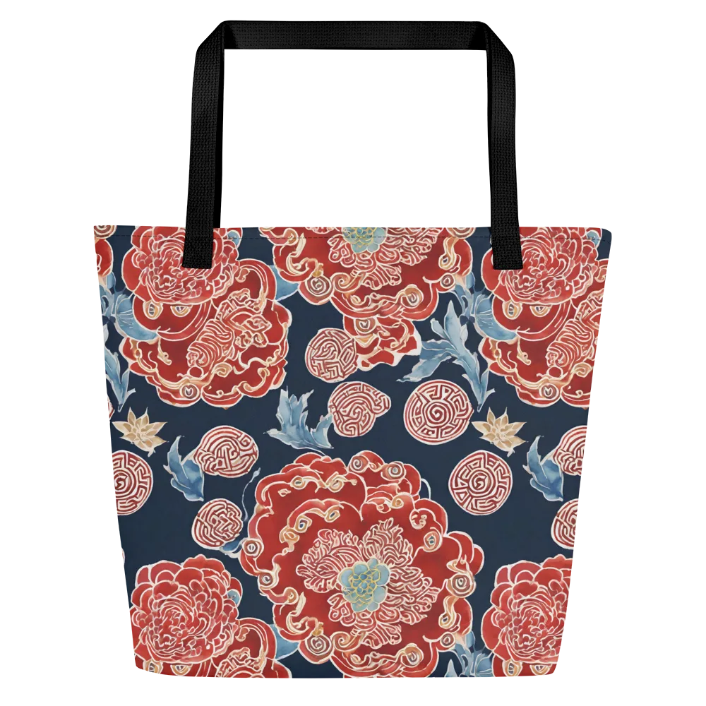 Crimson Labyrinth on Large Tote Bag W/ Pocket — Front