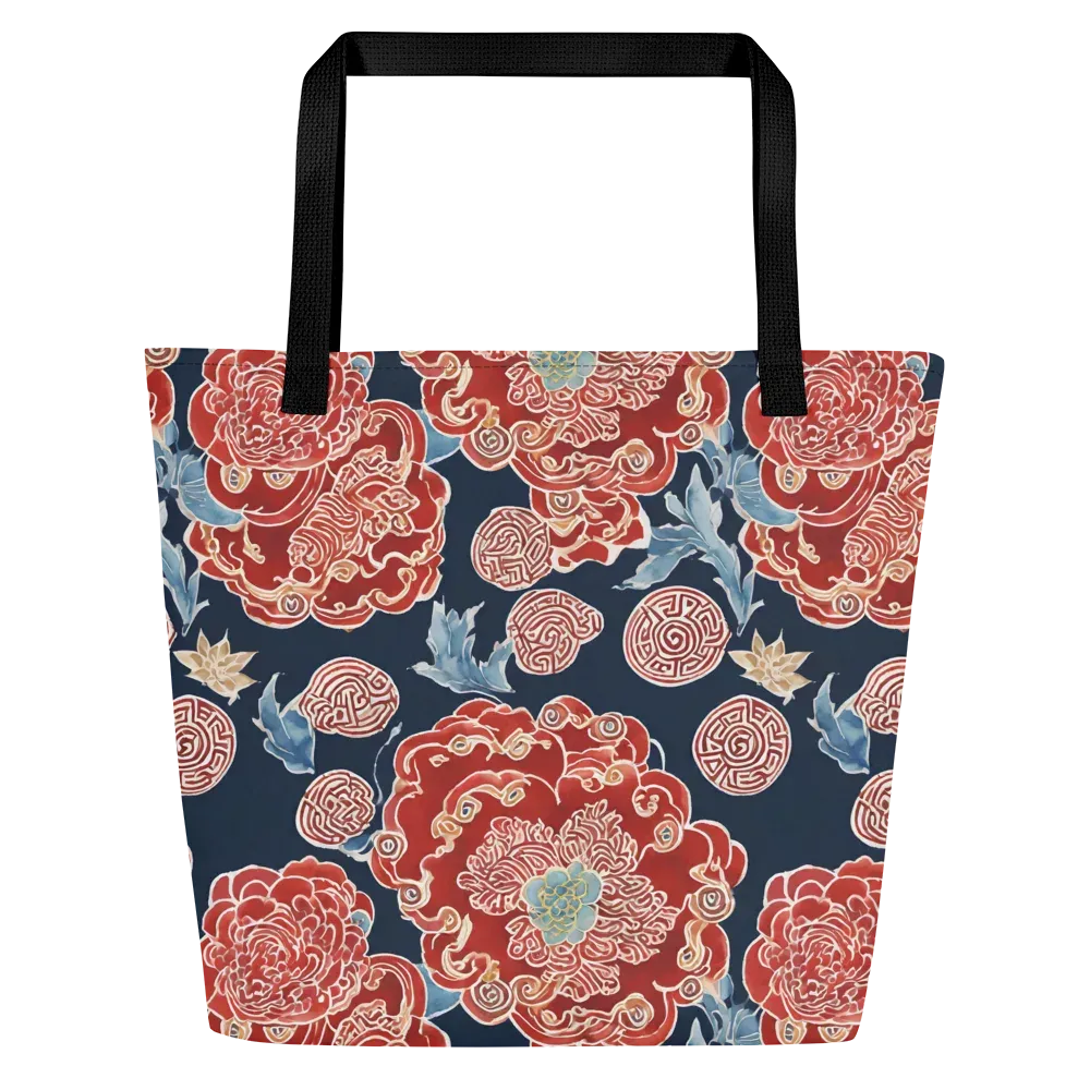 Crimson Labyrinth on Large Tote Bag W/ Pocket — Front