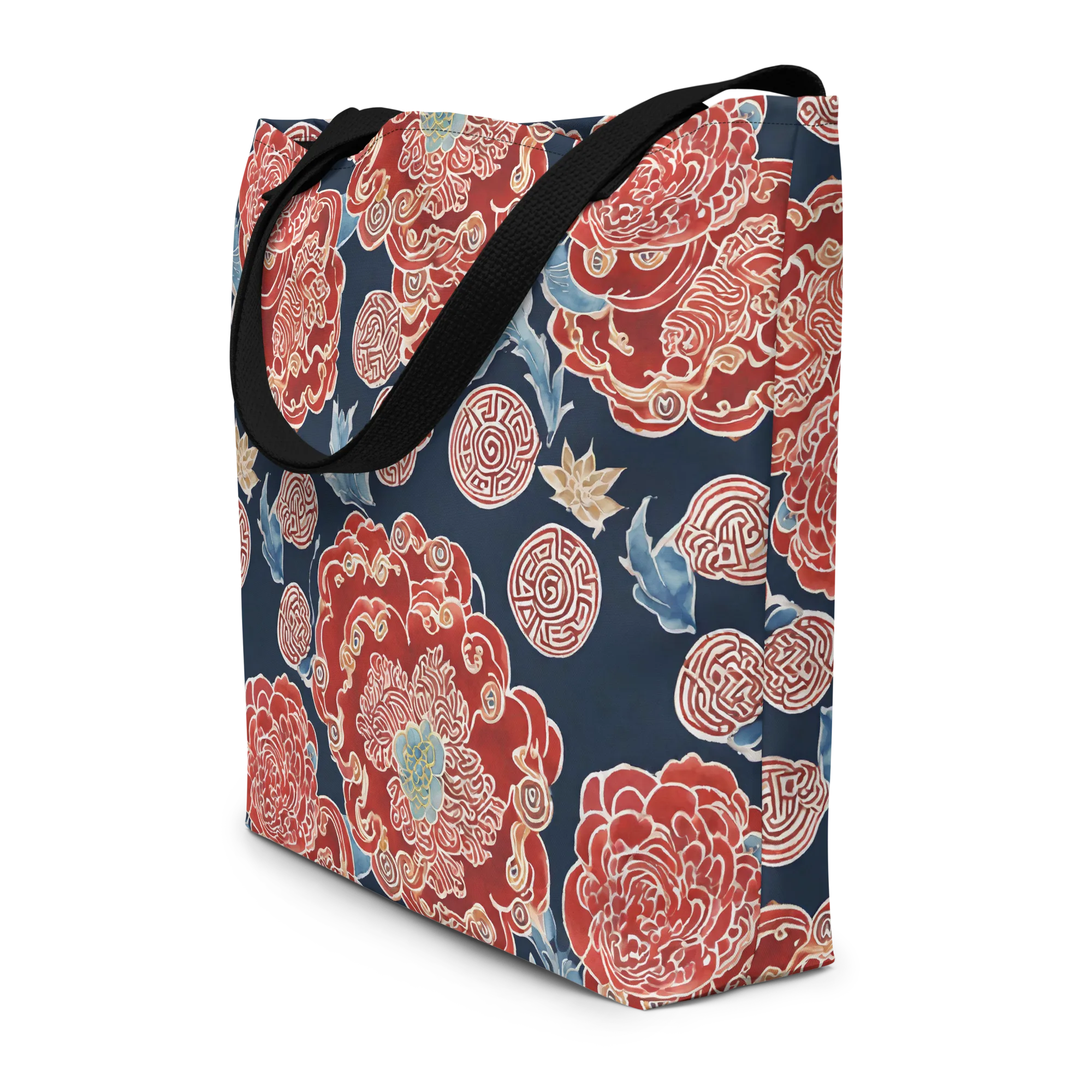 Crimson Labyrinth on Large Tote Bag W/ Pocket — Print file