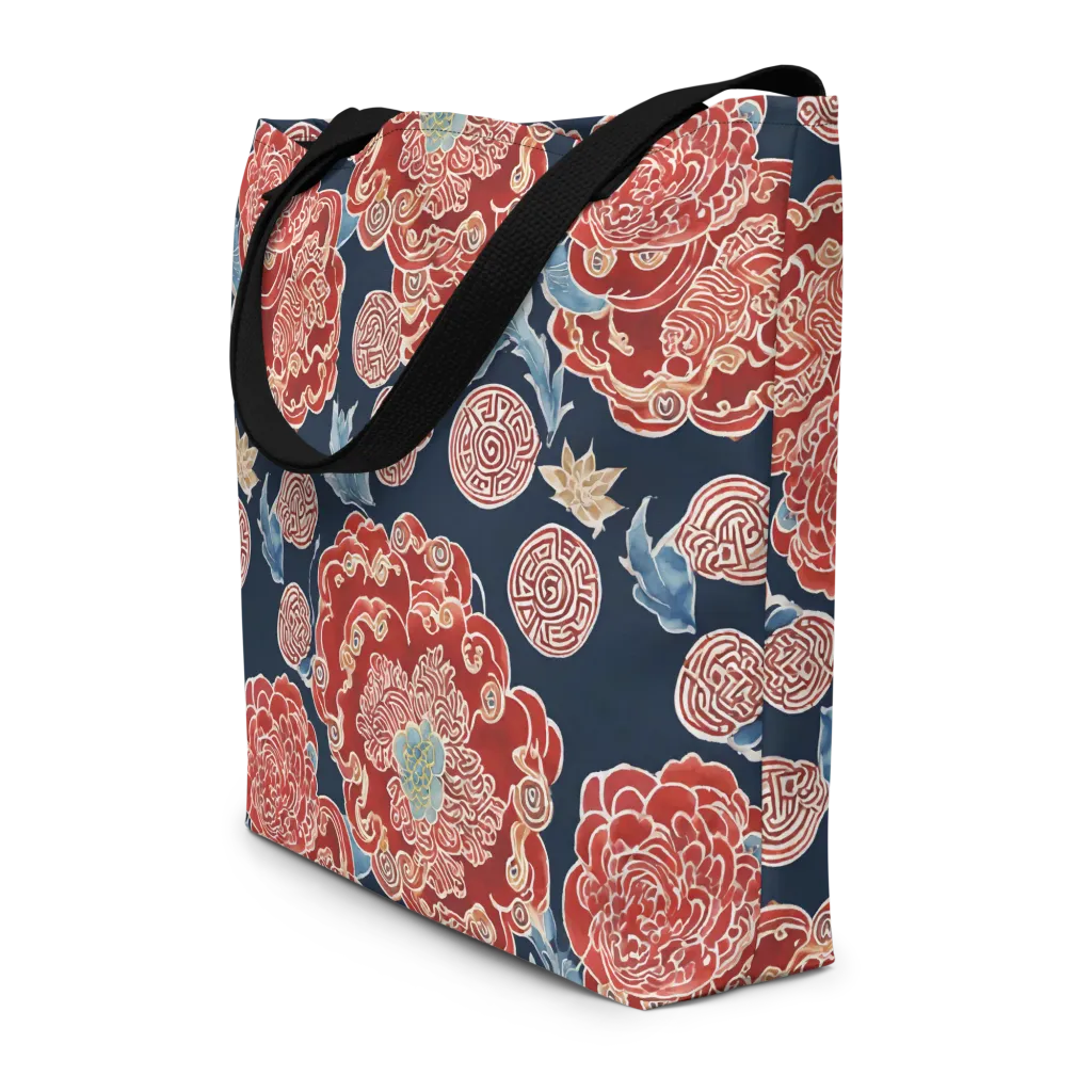 Crimson Labyrinth on Large Tote Bag W/ Pocket — Print file