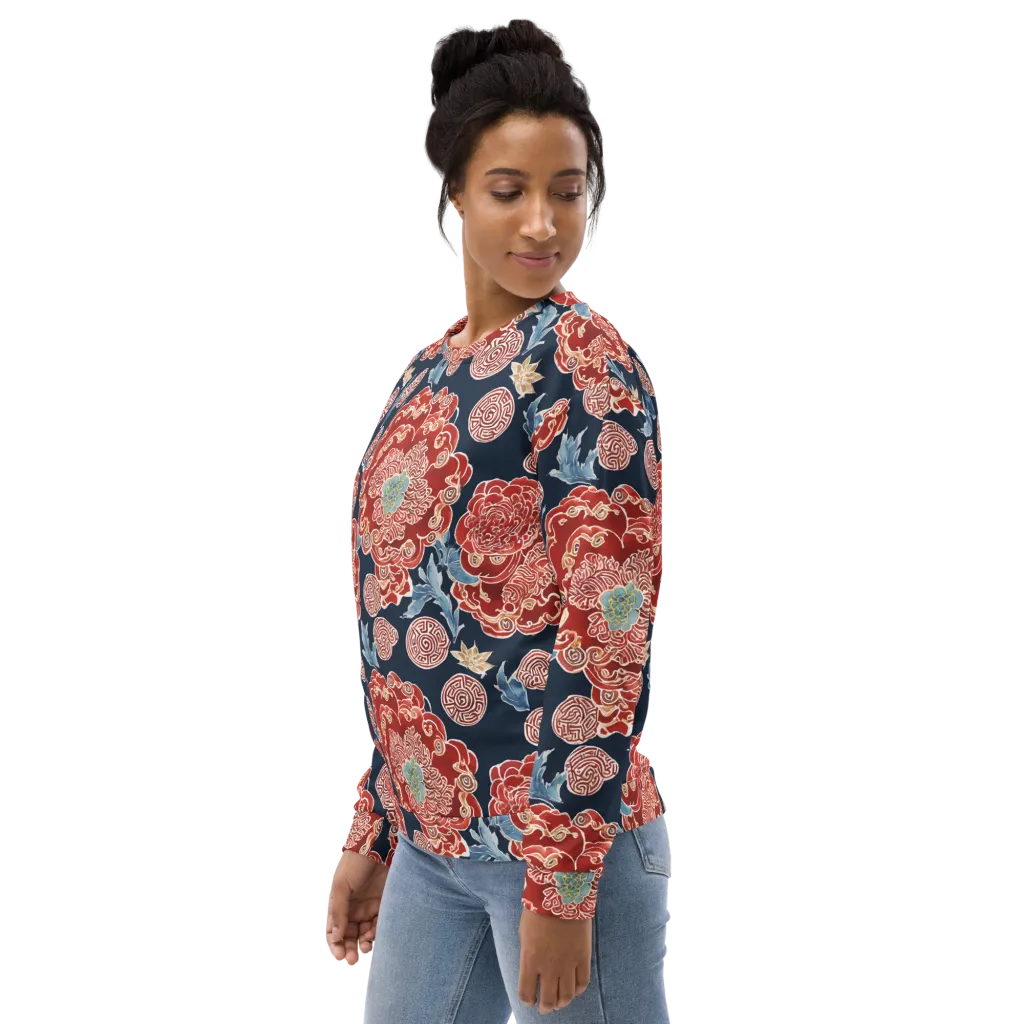 Crimson Labyrinth on Sweatshirt — Left sleeve
