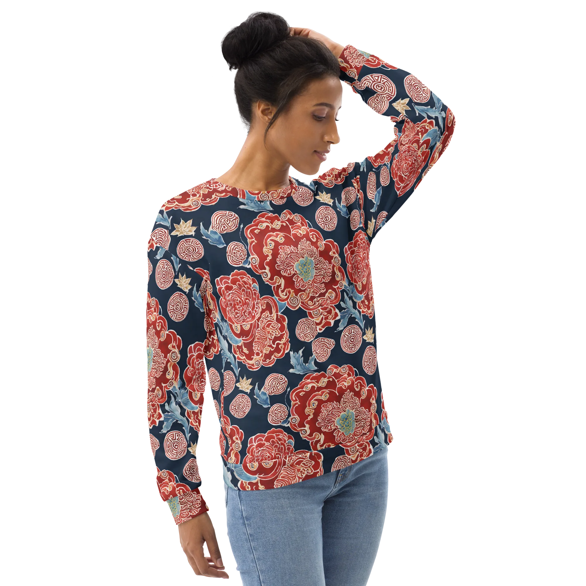 Crimson Labyrinth on Sweatshirt — Right sleeve