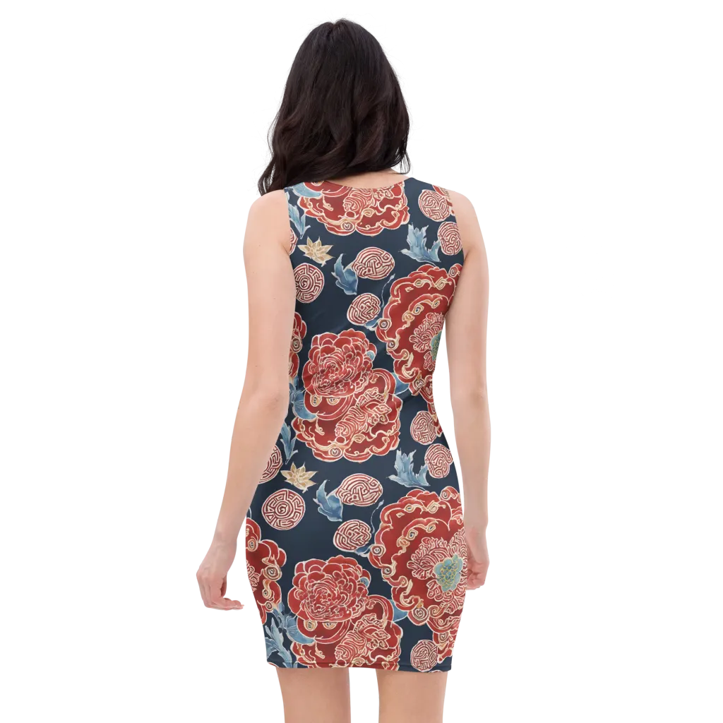 Crimson Labyrinth on Bodycon Dress — Back