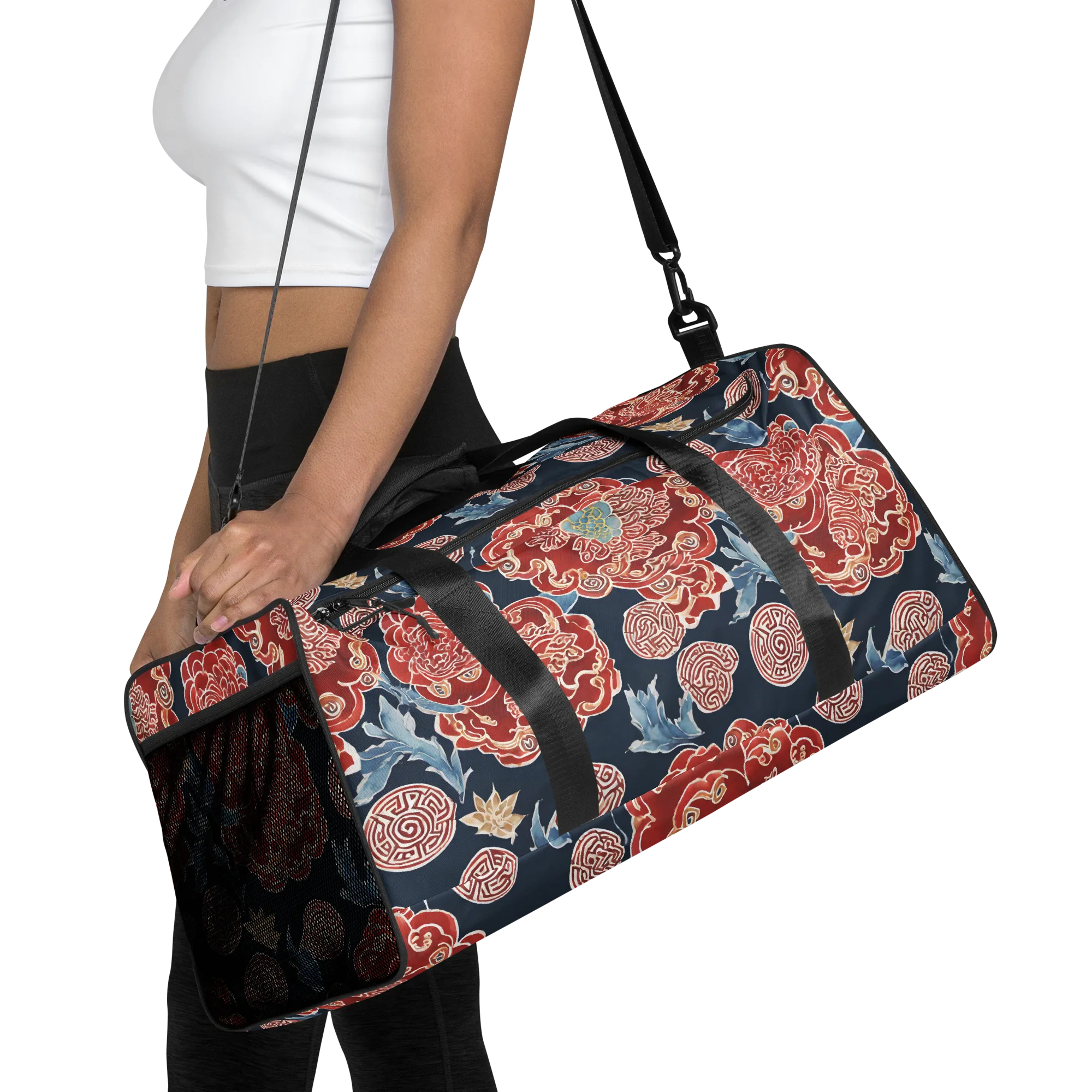 Crimson Labyrinth on Duffle Bag — Front