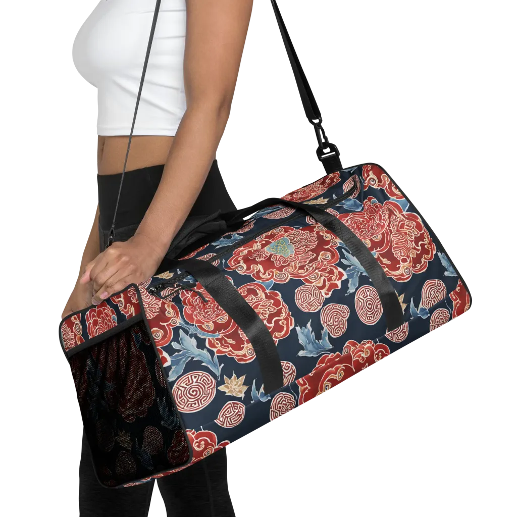 Crimson Labyrinth on Duffle Bag — Front