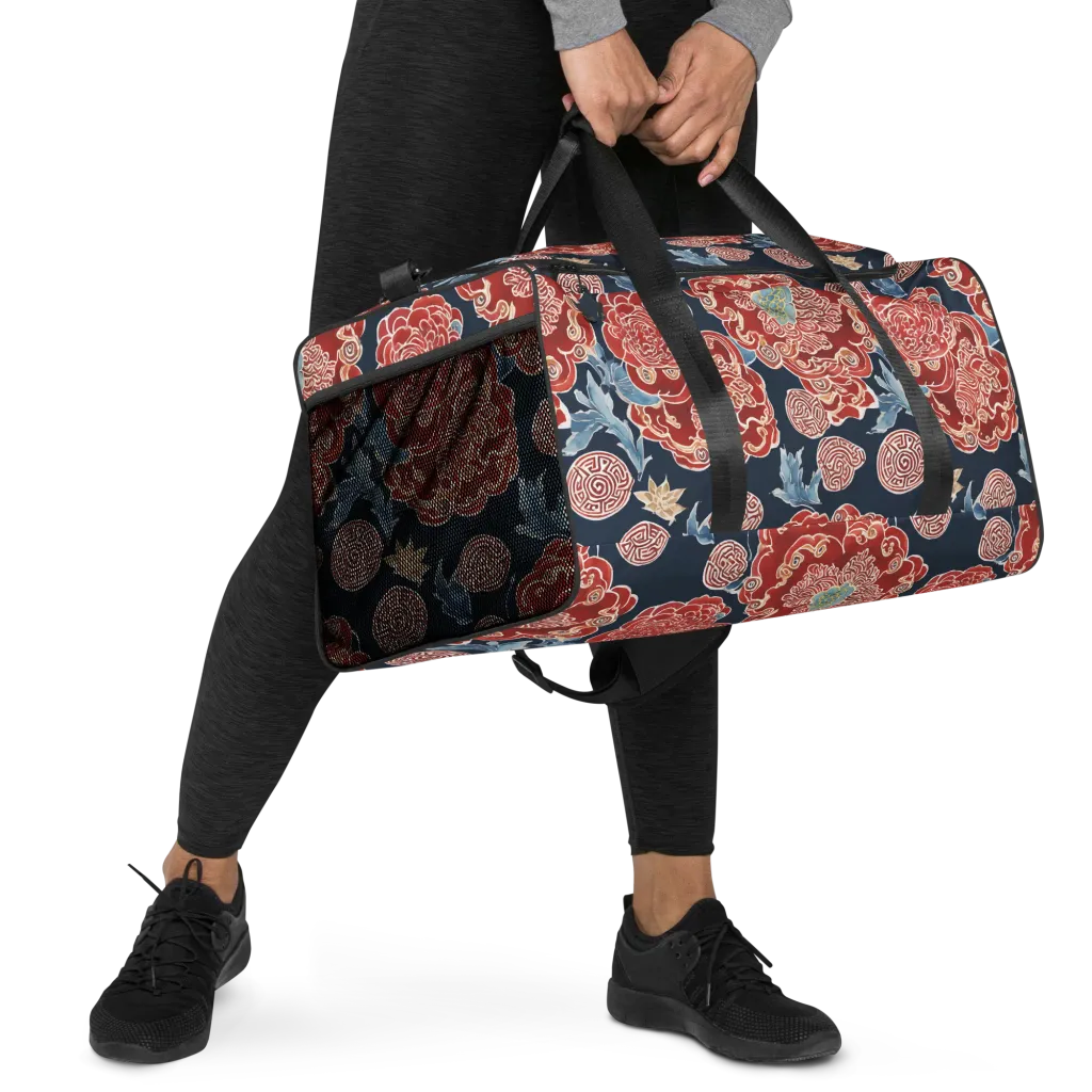 Crimson Labyrinth on Duffle Bag — Right Front