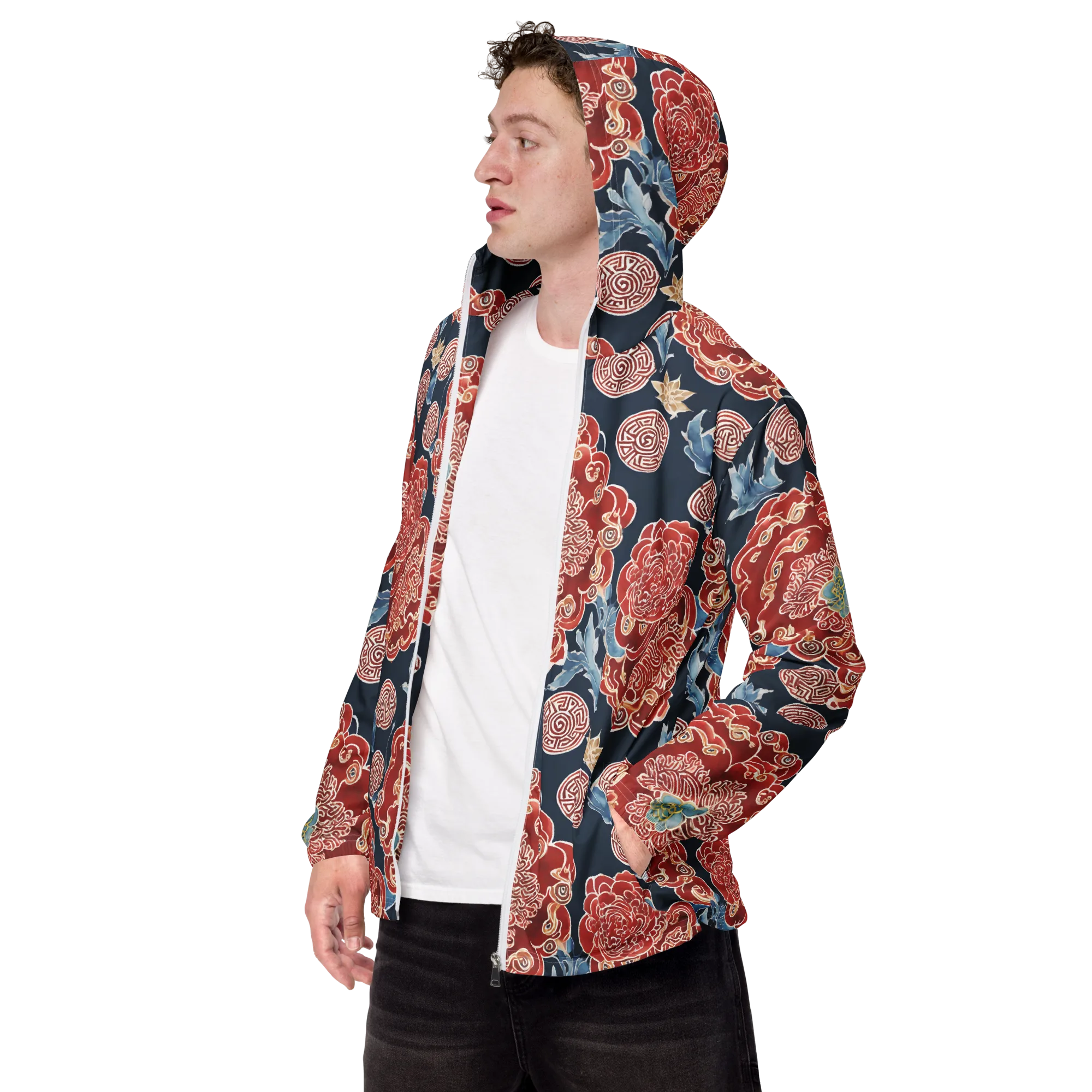 Crimson Labyrinth on Men's Windbreaker — Left Front